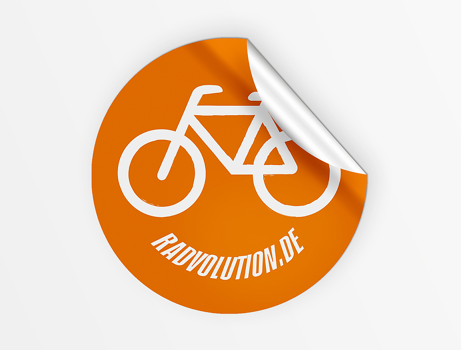 Ansicht Sticker rund "Fahrradlächeln" Ansicht Sticker rund "Fahrradlächeln"