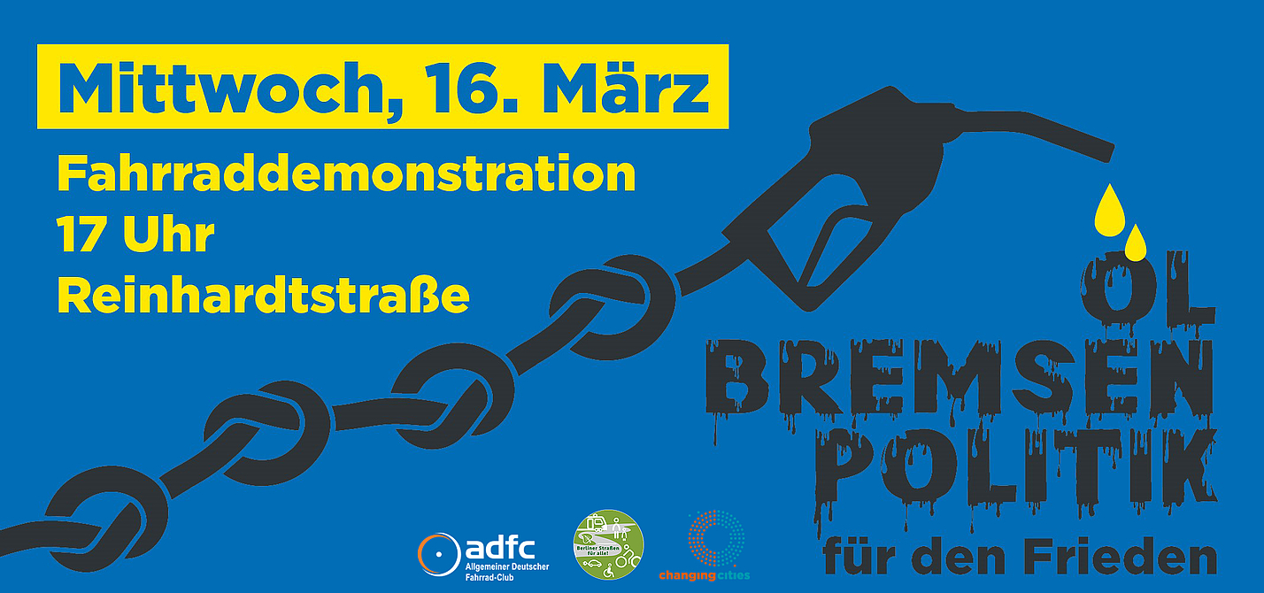 Fahrraddemo "Verkehrspolitik für den Frieden" am 16. März 2022 in Berlin