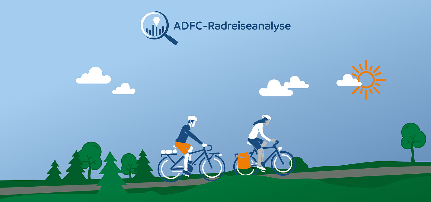 Die Ergebnisse der 25. ADFC-Radreiseanalyse präsentiert der ADFC am 6. März 2024 auf der ITB. Die Ergebnisse der 25. ADFC-Radreiseanalyse präsentiert der ADFC am 6. März 2024 auf der ITB.