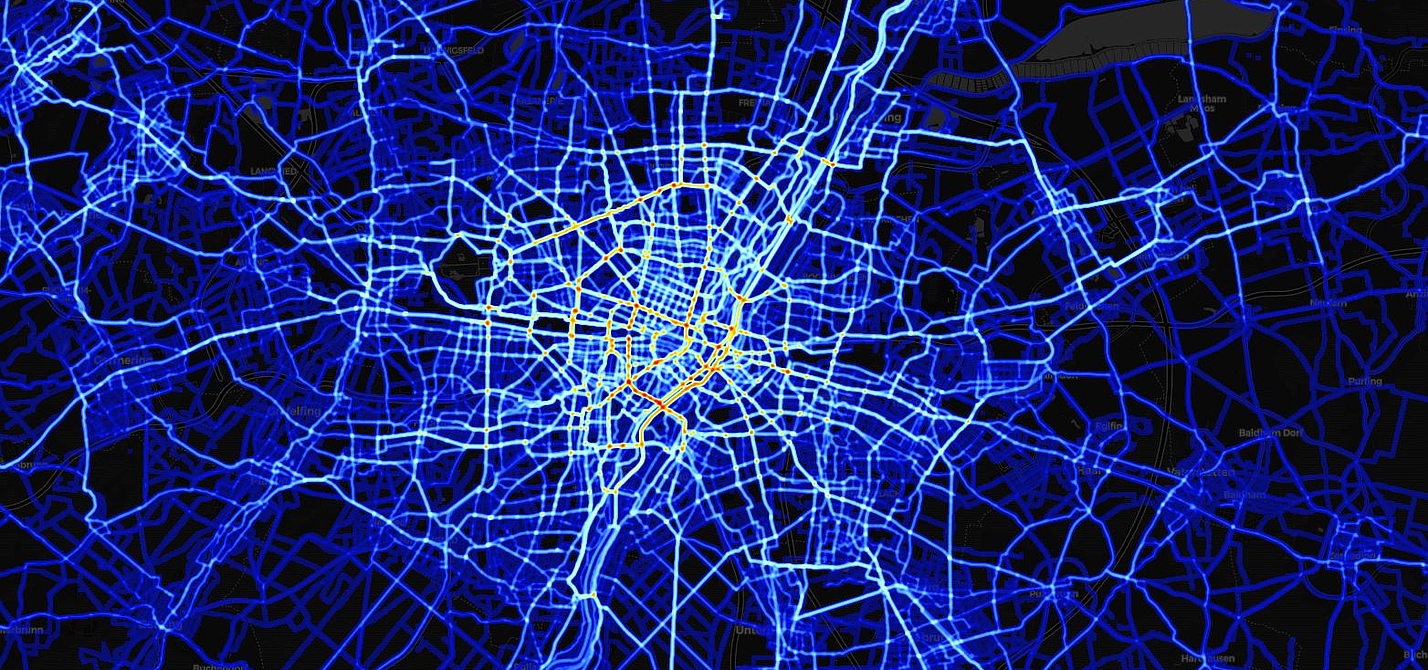Projekt Movebis: Heatmap München zum Radverkehr. Projekt Movebis: Heatmap München zum Radverkehr.
