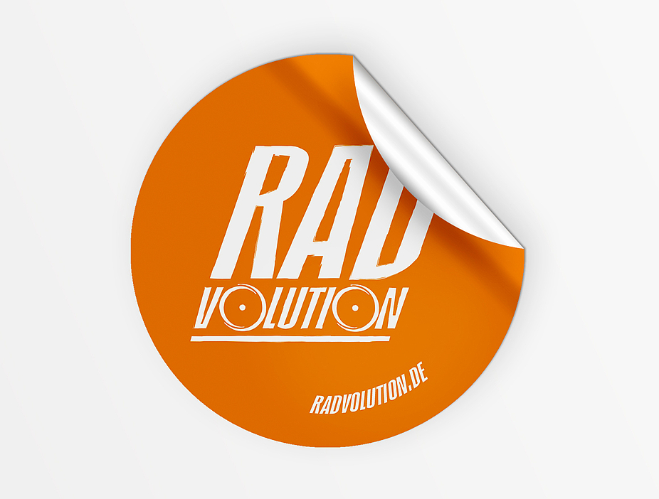 Ansicht Sticker rund "RADvolution" Ansicht Sticker rund "RADvolution"