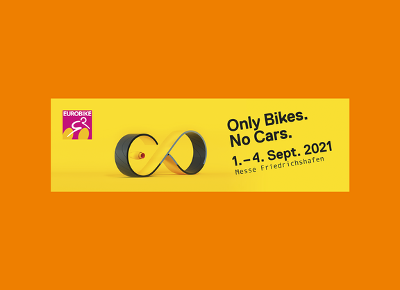 Visual Eurobike 2021 mit dem Slogan Only Bikes No Cars